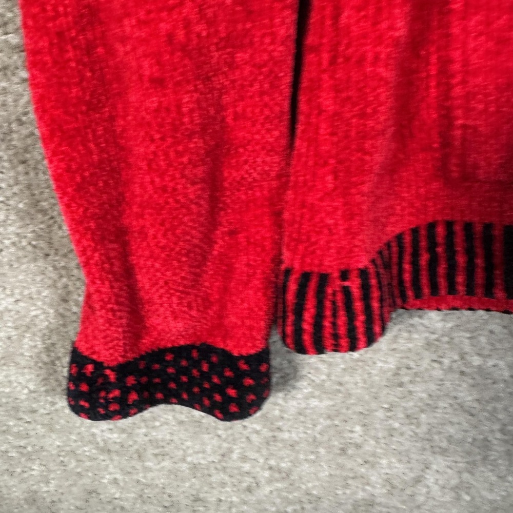 Vintage Ani Barrie Chenille Cardigan‎ Red Black Toggle Closure Made USA Large - Picture 5 of 10